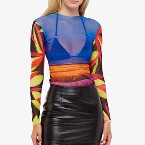NWT. LOUISA BALLOU LONG SLEEVE MESH TOP. Size XS.